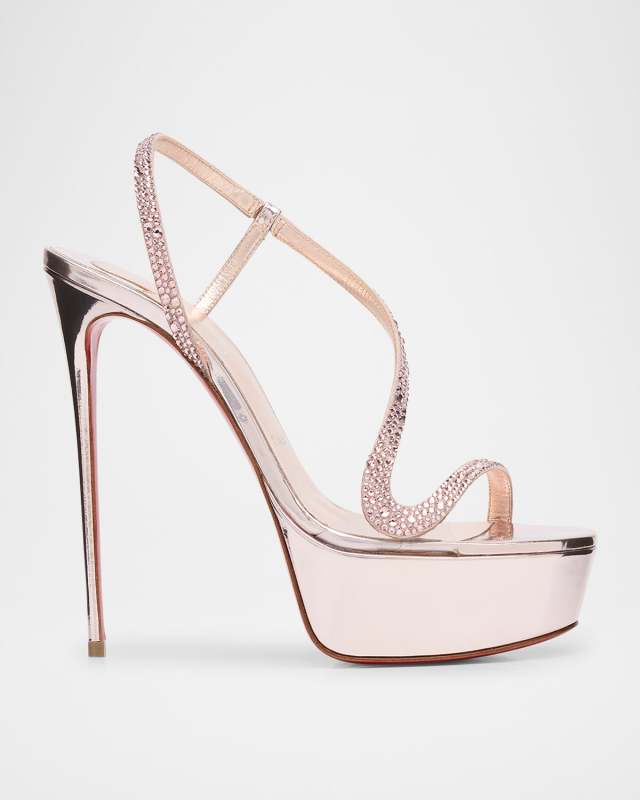Rosalie Alta Strass Red Sole Platform Slingback Sandals